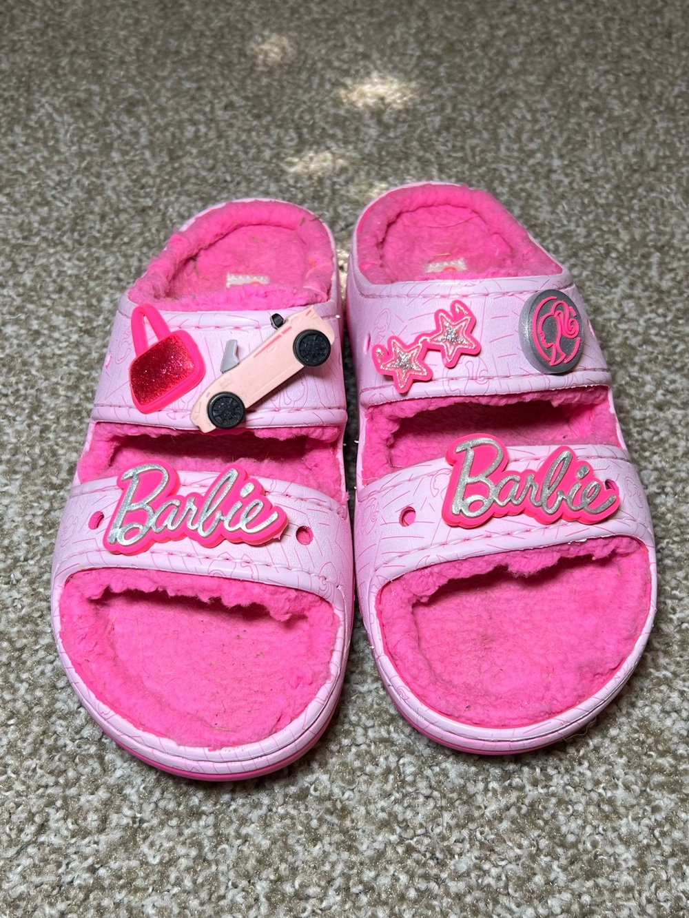 Barbie Pink Plush Slide Crocs for women